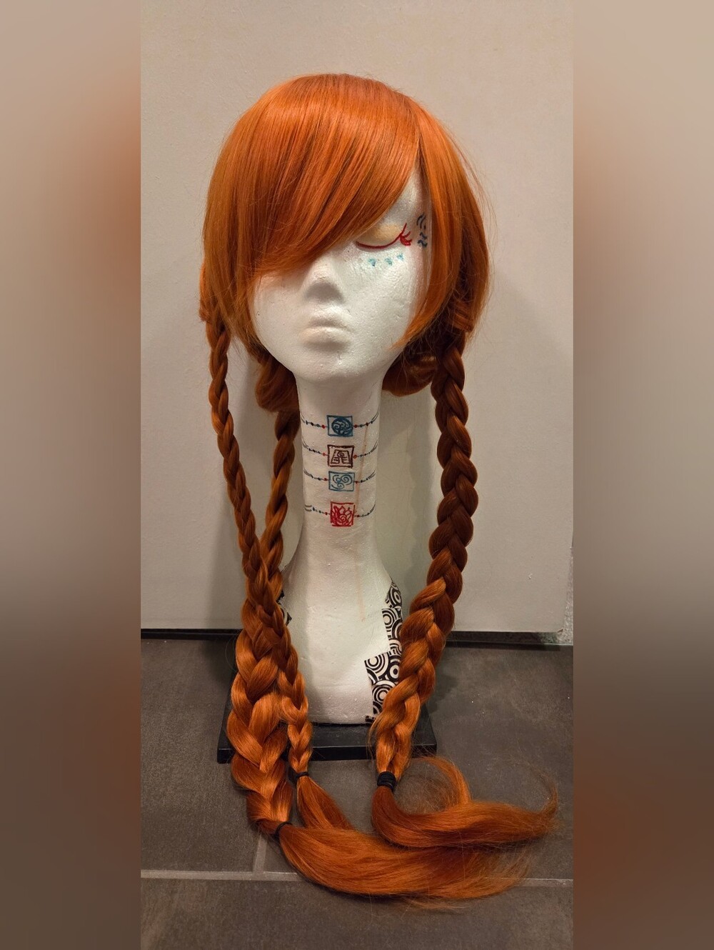 Arda Wigs - Long Orange/Red with Bangs